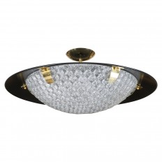 Saucer form black enameled and brass fixture